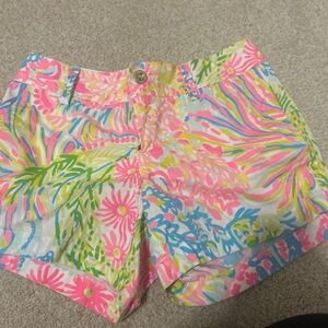 Lilly Pulitzer Bright Floral Print Shorts - Pink Blue Green